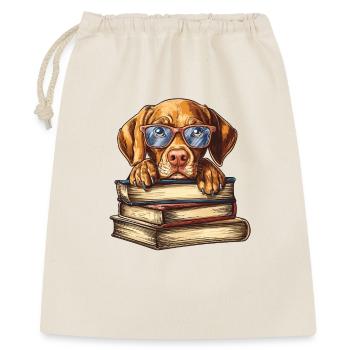 Mignon livre de lecture de chien Vizsla avec des lunettes - Sac cadeau 40 x 50 cm - nature - Devant