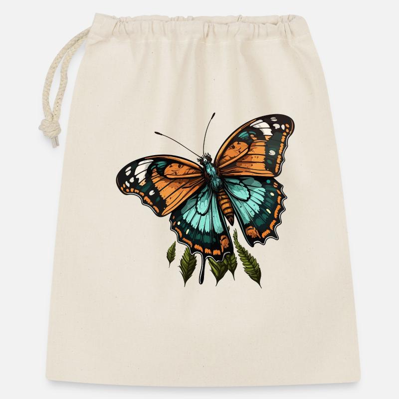 Papillon sarcelle orange - Sac cadeau 40 x 50 cm - nature