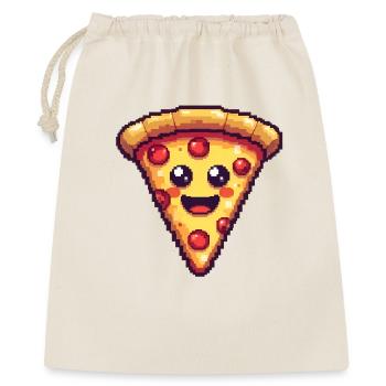 Pixelpizza Lächelnde Scheibe - Geschenkbeutel aus Baumwolle (40 x 50 cm) - Natur - Vorne