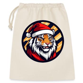 Tigre de Noël au chapeau de Père Noël - Sac cadeau 40 x 50 cm - nature - Devant