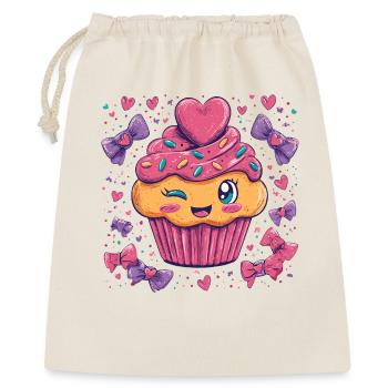 Herzsprinkle Cupcake Charme - Geschenkbeutel aus Baumwolle (40 x 50 cm) - Natur - Vorne