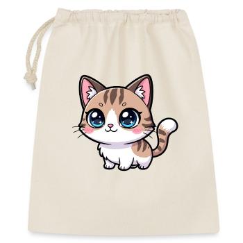 Kawaii Tabby-Kätzchen Großäugig - Geschenkbeutel aus Baumwolle (40 x 50 cm) - Natur - Vorne