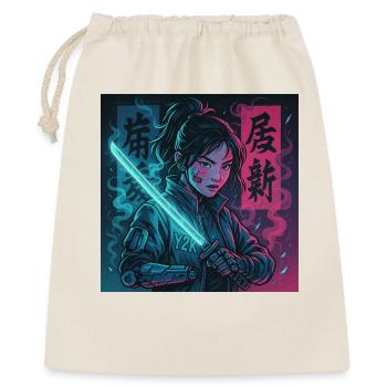 Cyber Samurai Girl Harajuku Y2K Anime Streetwear - Gift Bag 40 x 50 cm - nature - Front