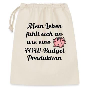 Low Budget Mood – Funny Broken Piggy Bank Cartoon - Geschenkbeutel aus Baumwolle (40 x 50 cm) - Natur - Vorne