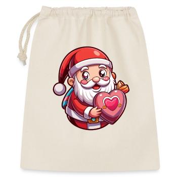 Weihnachtsmannherz-Umarmung - Geschenkbeutel aus Baumwolle (40 x 50 cm) - Natur - Vorne