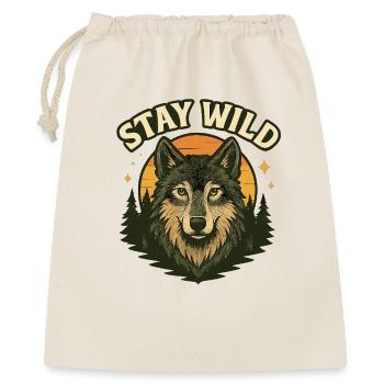 Bleib wild: Wolf im Abendwald - Geschenkbeutel aus Baumwolle (40 x 50 cm) - Natur - Vorne
