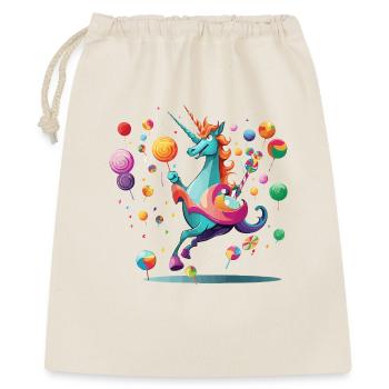 Buntes Einhornzauber-Lolli-Paradies - Geschenkbeutel aus Baumwolle (40 x 50 cm) - Natur - Vorne