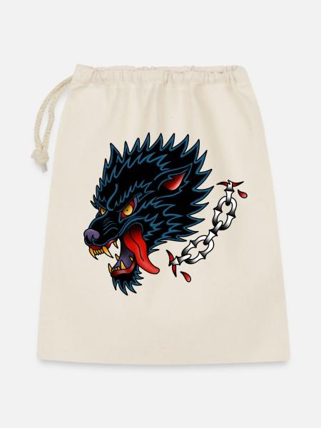 Black Wolf Old School Tattoo-Design - Geschenkbeutel aus Baumwolle (40 x 50 cm) - Natur