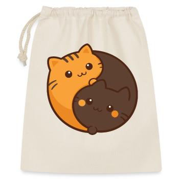 Kuschelkatzen Duo Umarmung Jing Jang - Geschenkbeutel aus Baumwolle (40 x 50 cm) - Natur - Vorne