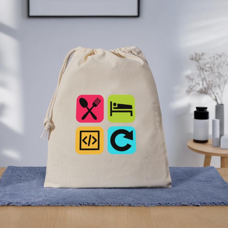 Manger Dormir Code Répéter Citation drôle Dev Sac cadeau 40 x 50 cm