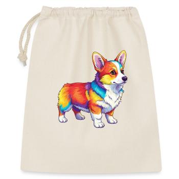 Buntes Corgi-Hund-Regenbogen-Pop-Art-Aquarell - Geschenkbeutel aus Baumwolle (40 x 50 cm) - Natur - Vorne