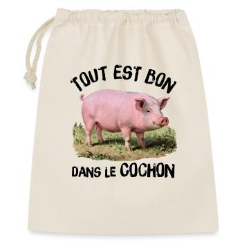 Tout est bon dans le Cochon ! - Sac cadeau 40 x 50 cm - nature - Devant