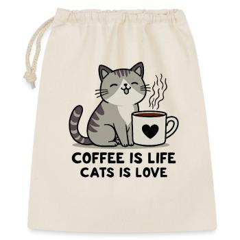 Coffee is Life Cats & Love Süße Katze Kaffee - Geschenkbeutel aus Baumwolle (40 x 50 cm) - Natur - Vorne