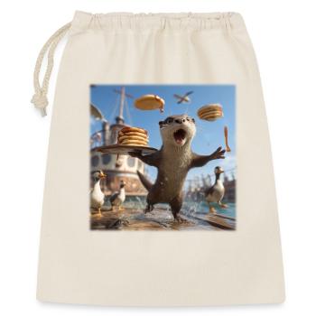 Lustiger Otter mit Pfannkuchen Chaos Design - Geschenkbeutel aus Baumwolle (40 x 50 cm) - Natur - Vorne
