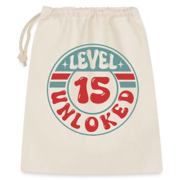 Level 15 Unlocked – Cooles Design für Zocker - Geschenkbeutel aus Baumwolle (40 x 50 cm) - Natur - Vorne