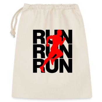 JOGGEN MANN, RUN POWER! LAUFPASSION, RENNEN - Geschenkbeutel aus Baumwolle (40 x 50 cm) - Natur - Vorne