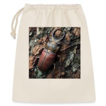 Edler Hirschkäfer – Majestätischer Geweihkäfer - Geschenkbeutel aus Baumwolle (40 x 50 cm) - Natur - Vorne