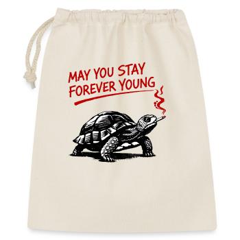 Schildkröte Raucht Forever Young - Geschenkbeutel aus Baumwolle (40 x 50 cm) - Natur - Vorne