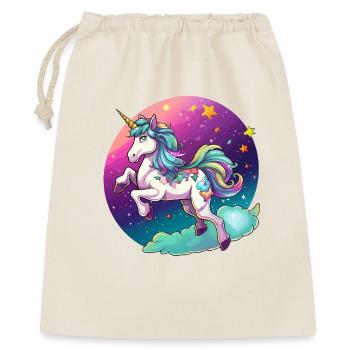 Nachtfarbener Regenbogen-Einhorn - Geschenkbeutel aus Baumwolle (40 x 50 cm) - Natur - Vorne