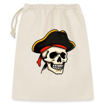 Klassischer Tattoo-Piratenschädel - Geschenkbeutel aus Baumwolle (40 x 50 cm) - Natur - Vorne