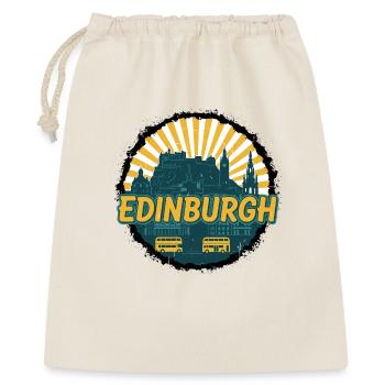 Edinburgh Castle City Skyline Vintage-Abzeichen - Geschenkbeutel aus Baumwolle (40 x 50 cm) - Natur - Vorne