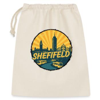 Sheffield City Skyline Vintage Straßenbahnabzeichen - Geschenkbeutel aus Baumwolle (40 x 50 cm) - Natur - Vorne