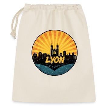 Badge rétro Sunset de la basilique Skyline de la ville de Lyon - Sac cadeau 40 x 50 cm - nature - Devant