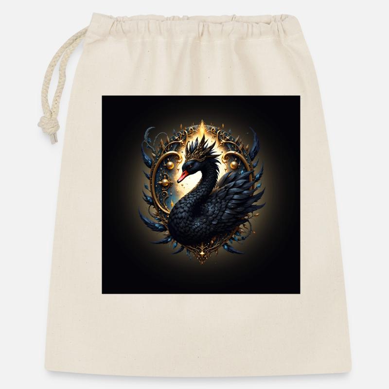 Cygne Noir Royal avec Auréole Dorée - Sac cadeau 40 x 50 cm - nature