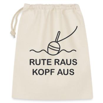 Rute raus Kopf aus – Angel Motiv - Geschenkbeutel aus Baumwolle (40 x 50 cm) - Natur - Vorne