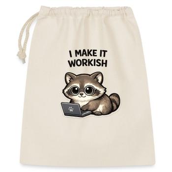 Workish Waschbär am Laptop - Geschenkbeutel aus Baumwolle (40 x 50 cm) - Natur - Vorne