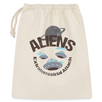 Alien-Begegnungen: Außerirdische Luftschiffe - Geschenkbeutel aus Baumwolle (40 x 50 cm) - Natur - Vorne