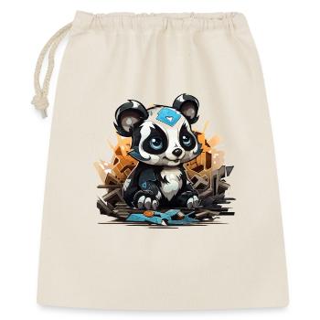 Panda Bauklotz Charm - Geschenkbeutel aus Baumwolle (40 x 50 cm) - Natur - Vorne