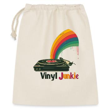 Design de platine tournante rétro Vinyl Junkie - Sac cadeau 40 x 50 cm - nature - Devant