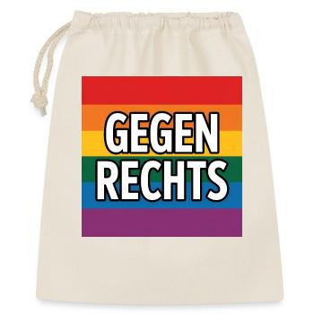 Gegen Rechts - Antifa Regenbogen Tee - Geschenkbeutel aus Baumwolle (40 x 50 cm) - Natur - Vorne