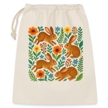 Lapins en fleurs à l’aquarelle - Sac cadeau 40 x 50 cm - nature - Devant