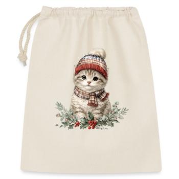 Chaton d’hiver avec chapeau et écharpe - Sac cadeau 40 x 50 cm - nature - Devant