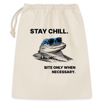 Stay Chill – Krokodil Spruch Halftone Style - Geschenkbeutel aus Baumwolle (40 x 50 cm) - Natur - Vorne