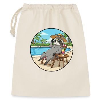 Sommer-Waschbär-Tier entspannt sich am Pool - Geschenkbeutel aus Baumwolle (40 x 50 cm) - Natur - Vorne