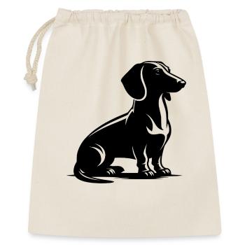 Edle Dackelzeichnung Jagdhund Hundesilhouette - Geschenkbeutel aus Baumwolle (40 x 50 cm) - Natur - Vorne