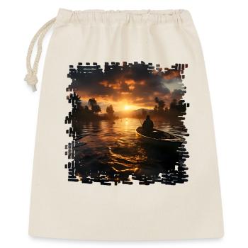 Coucher de soleil sur le lac avec pêcheurs en bateau - Sac cadeau 40 x 50 cm - nature - Devant