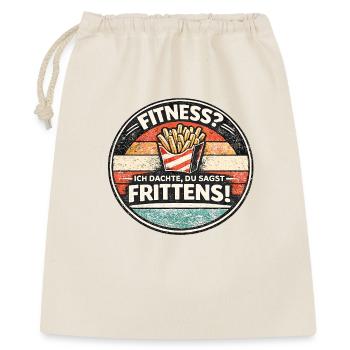 Fitness vs Fritten – Retro Fries Badge - Geschenkbeutel aus Baumwolle (40 x 50 cm) - Natur - Vorne