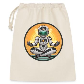 Robot Meditation im Neon-Kreis - Geschenkbeutel aus Baumwolle (40 x 50 cm) - Natur - Vorne