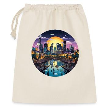 Sonnenuntergangsstadt am Wasser - Geschenkbeutel aus Baumwolle (40 x 50 cm) - Natur - Vorne