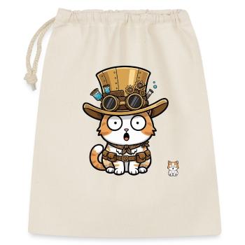 Cat Explorer Steampunk Zylinder-Brille - Geschenkbeutel aus Baumwolle (40 x 50 cm) - Natur - Vorne