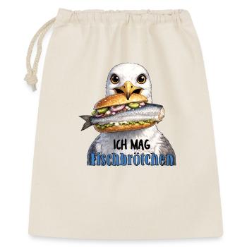 Fischbrötchen Möwe Humor - Geschenkbeutel aus Baumwolle (40 x 50 cm) - Natur - Vorne