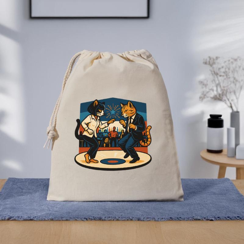 Two Retro Cats Dancing – Vintage Style Gift Bag 40 x 50 cm