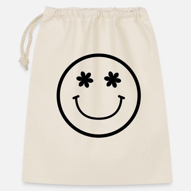 Smiley-Gesicht - Geschenkbeutel aus Baumwolle (40 x 50 cm) - Natur