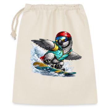 Graupapagei Snowboard - Geschenkbeutel aus Baumwolle (40 x 50 cm) - Natur - Vorne