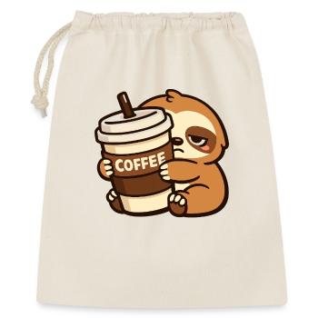 Kaffee-liebendes Faultier - Geschenkbeutel aus Baumwolle (40 x 50 cm) - Natur - Vorne
