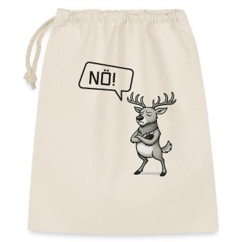 Nö! Hirsch – Sturkopf & stolzer Nein-Sager - Geschenkbeutel aus Baumwolle (40 x 50 cm) - Natur - Vorne